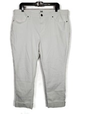 Lee Riders White Cuffed Tapered Slim Denim Jeans Size 16
