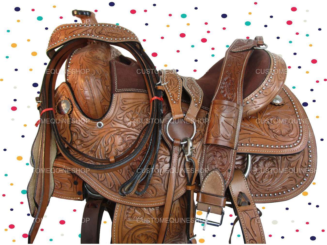 RODEO WESTERN SADDLE BARREL RACING PLEASURE TRAIL LEATHER TACK SET 15 16 17 18