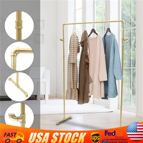 Nano Baking Paint 42.5in Vintage Standing Clothes Rack Portable External Hooks
