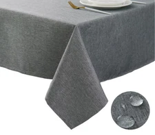 Tektrum 70"X70" Square Faux Textured Tablecloth-Waterproof/Spill Proof -Charcoal