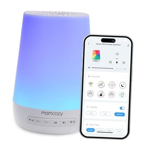 Baby Sound Machine, White Noise Machine for Baby Sleeping with Night Light,