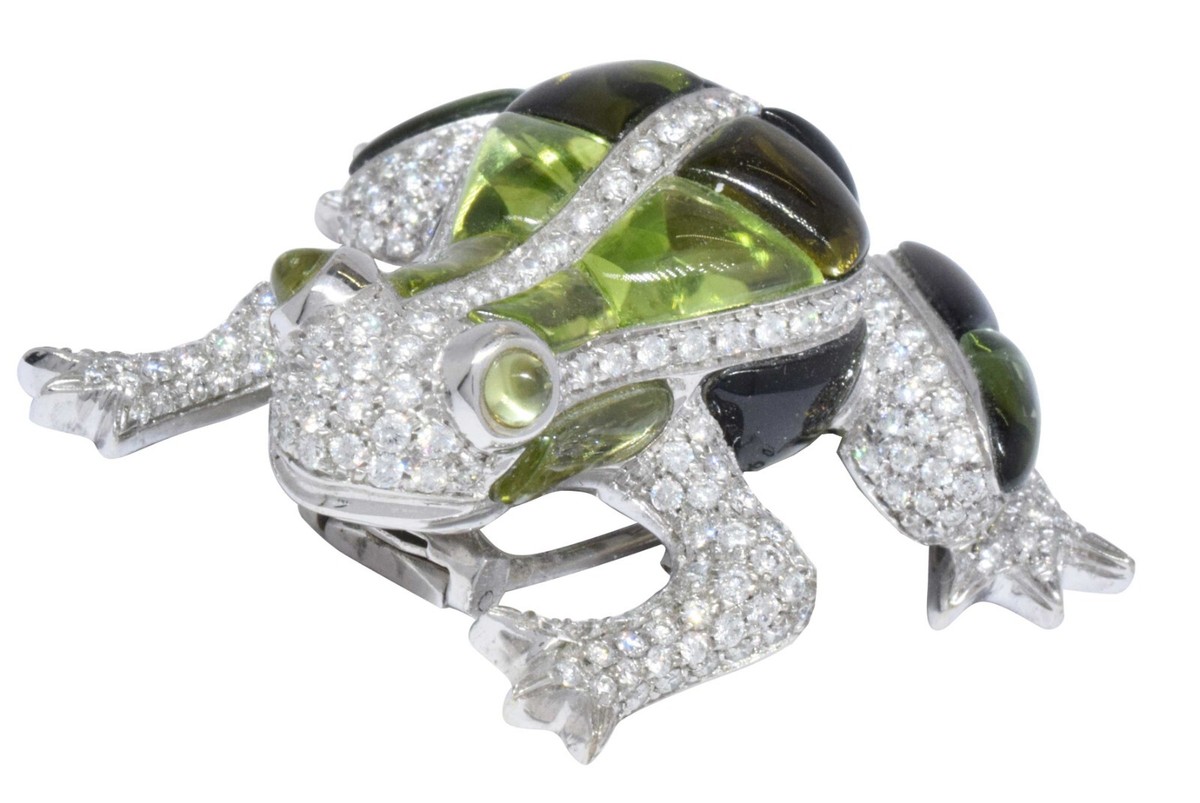 Garavelli Ladies 18K Gold,Diamond & Peridot Frog Brooch | eBay