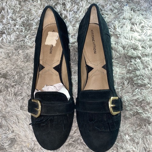 Adrienne Vittadini schwarz und gold Wildleder Absatzschuhe Größe 9,5 Pumps