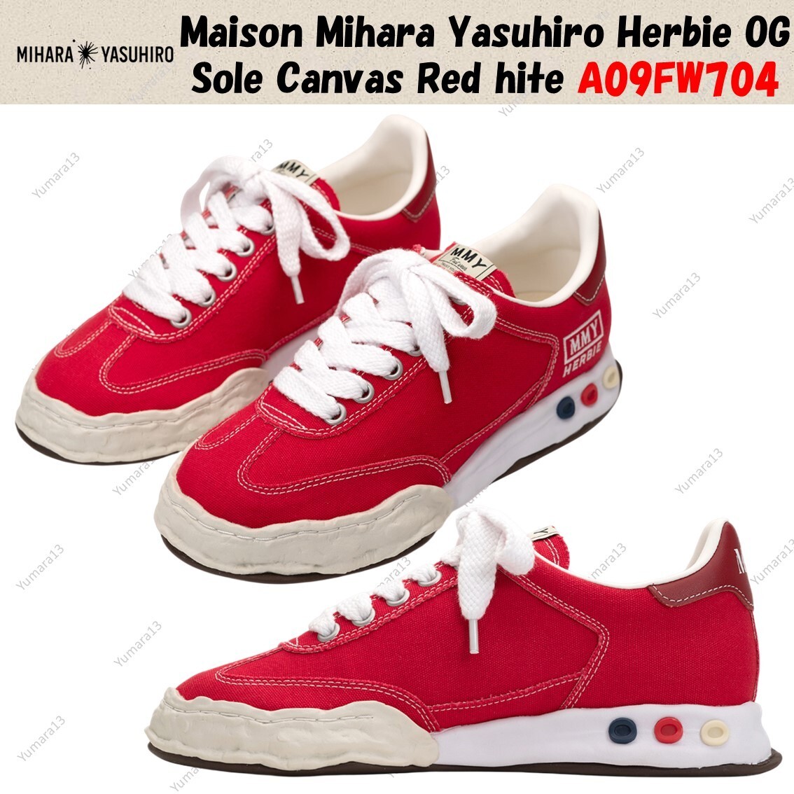 Maison Mihara Yasuhiro Herbie OG Sole Canvas Red hite