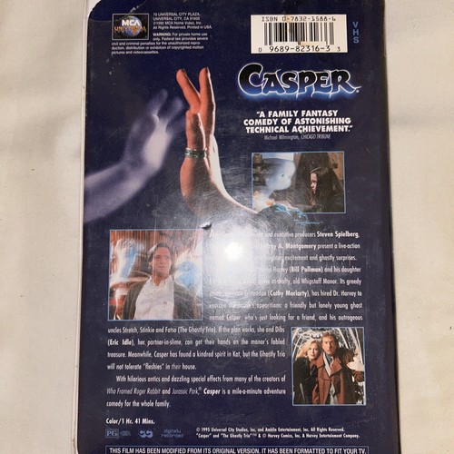 CASPER SEEING IS BELIEVING 1995 VHS MOVIE BILL PULLMAN CHRISTINA RICCI HALLOWEEN - Picture 2 of 3
