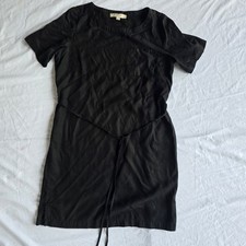  Loft Medium Black Short Sleeve Belted Shift  work /casual dress with pocket
