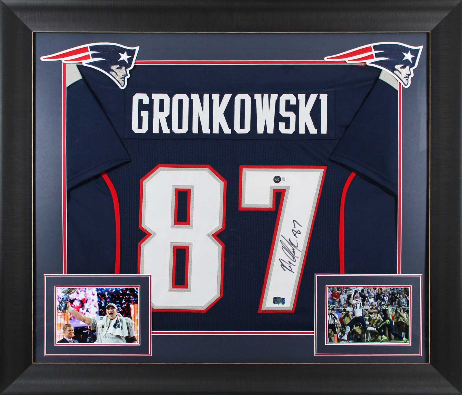 Rob Gronkowski Autographed Signed New England Patriots Authentic Navy Blue Pro Style Framed Jersey BAS Witnessed 