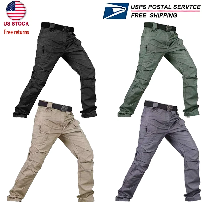 Tactical Mens Cargo Pants Waterproof Work Hiking Combat Outdoor Trousers Pants