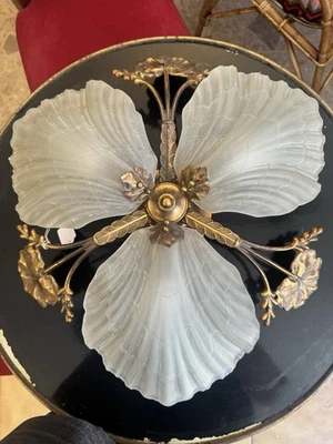 Plafonnier en bronze et pâte de Verre - Photo 1/4