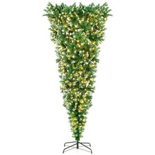 7.5FT Pre-Lit Snowy Upside Down Christmas Tree 1100 Tips w/ 400 Lights  8 Modes