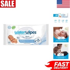 Gentle Newborn Baby Wipes, 60 Count - Water-Based, Hypoallergenic, Unscented