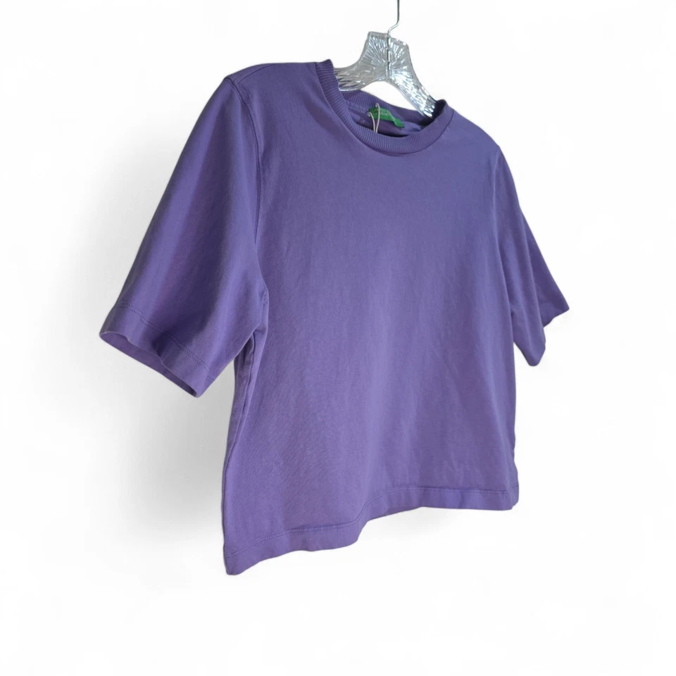 Camiseta básica para mujer United Colors Of Benetton nueva sin etiquetas lavanda manga corta pequeña Foto 3 de 4