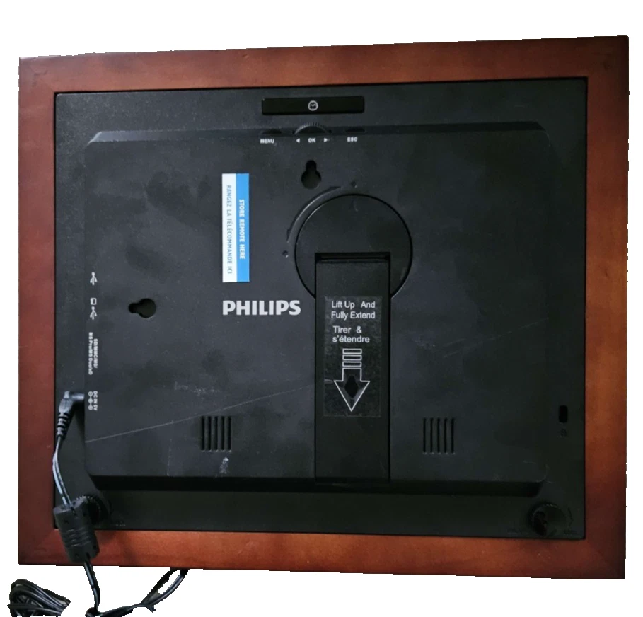 Philips LED Digital Picture Frame Mahogany Wood Tested - Image 2 of 4