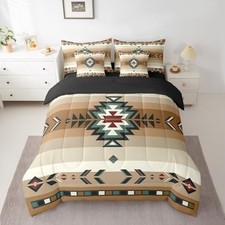 Size Southwest Native Design 7 Piece Bedding Set Southwestern Full Brown Beige