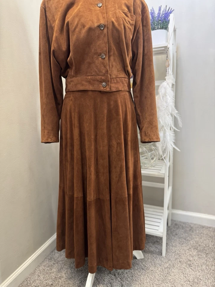 Ralph Lauren 紫色标签 100% 麂皮绒夹克和裙子套装 | 复古,美国,尺寸 6 — 第 4/4 张图片