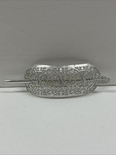 NOS Filigree Vintage Hair Clip Pin West Germany Light Weight Silver 114