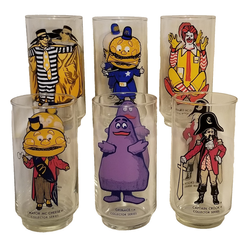 McDonalds Collector Series Character Glasses 1970's - Six Different Ones