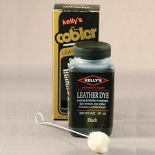 39FB Kelly's Professional Leather Dye Black 4 Oz Shoe Polish Restorer Applicator