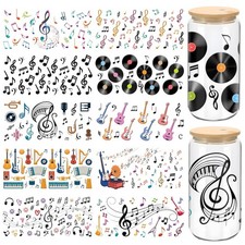 Wxiben UV DTF Cup Wrap - 10 Sheets Music UV DTF Cup Wraps for 16 OZ Musical N...
