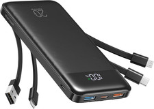 Charmast 20000Mah Power Bank with 4 Built-In Cables, 22.5W Fast Charging Portabl