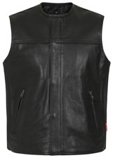 Men's Genuine Leather Biker Vest Black Cafe Racer Sheepskin Leather Vest