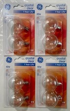 GE Crystal Clear 40W G16.5 Globe Light Bulbs 8 Bulbs E12 Base