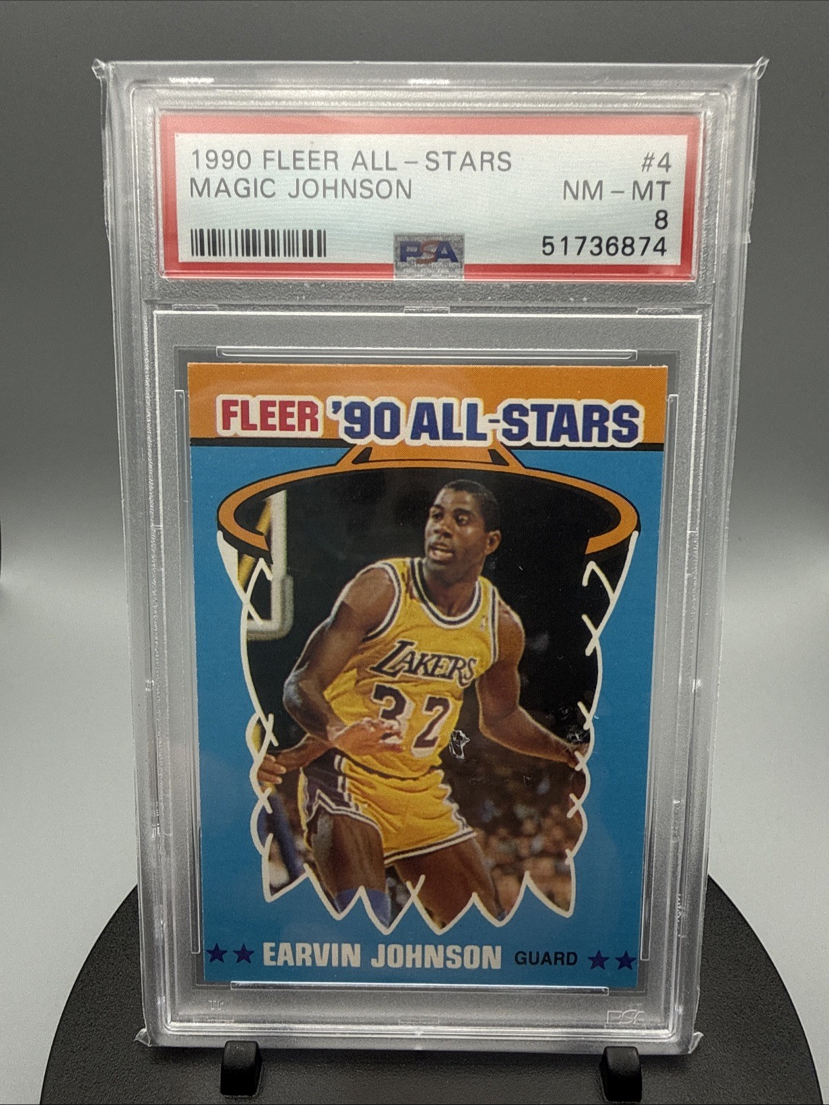1990 FLEER ALL-STARS #4 MAGIC JOHNSON PSA 8