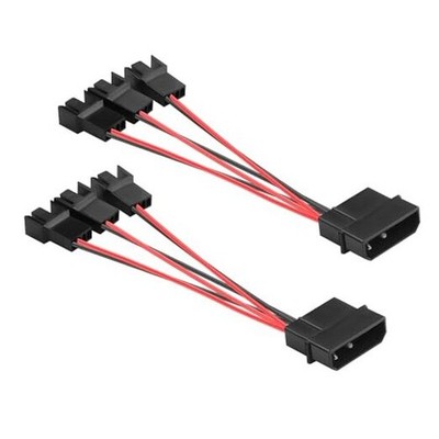 (2-Pack) Molex 4-pin to 2510 4P-2PIN Fan Adapter Cable 12V Chassis Fan 1 to 3