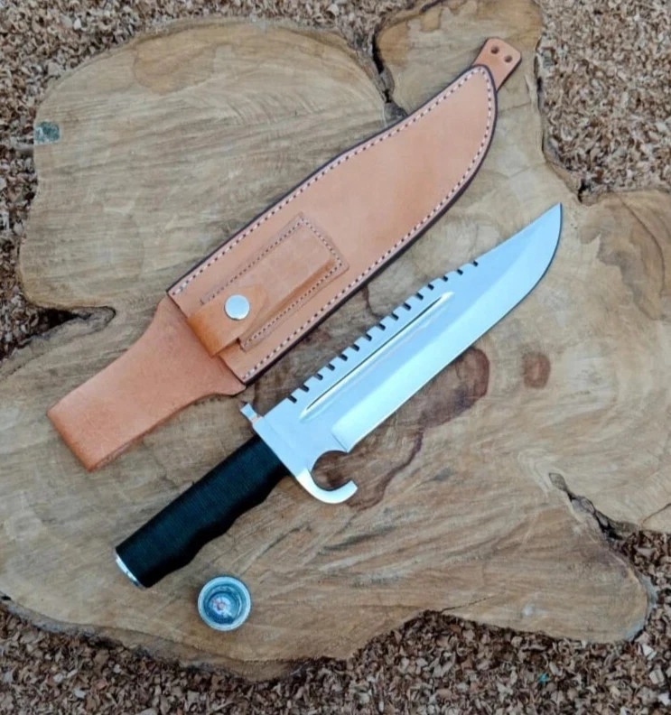 Hand Crafted High Carbon Steel Rambo Bowie Replica Survival Hunting Bowie Knife