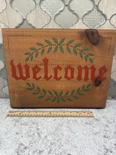 Vintage Welcome Wood Hang Sign Handmade Painted And Punched Cottage Core Nice