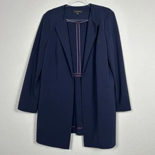 Talbots size 14 long open front blazer topper navy unlined collarless lightweigh