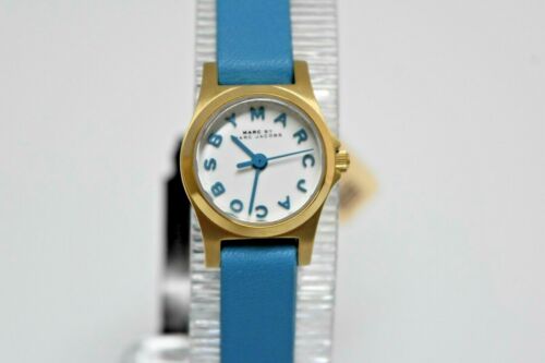 New Marc By Marc Jacobs Mini YG Blue Leather MBM1314 MSRP $175 Watch - Picture 1 of 5