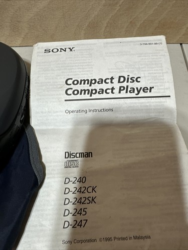 Sony Discman Compact CD Player - Black (D-245) spares or repairs - Picture 3 of 5
