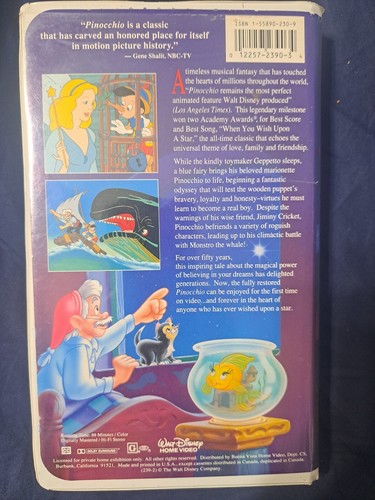 Pinocchio - Masterpiece Collection VHS (Disney, 1993) Good Condition - Picture 2 of 10