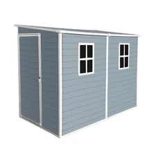 4x8 FT Outdoor Resin Storage Shed w/ Floor,Window & Lockable Door for Patio Gray