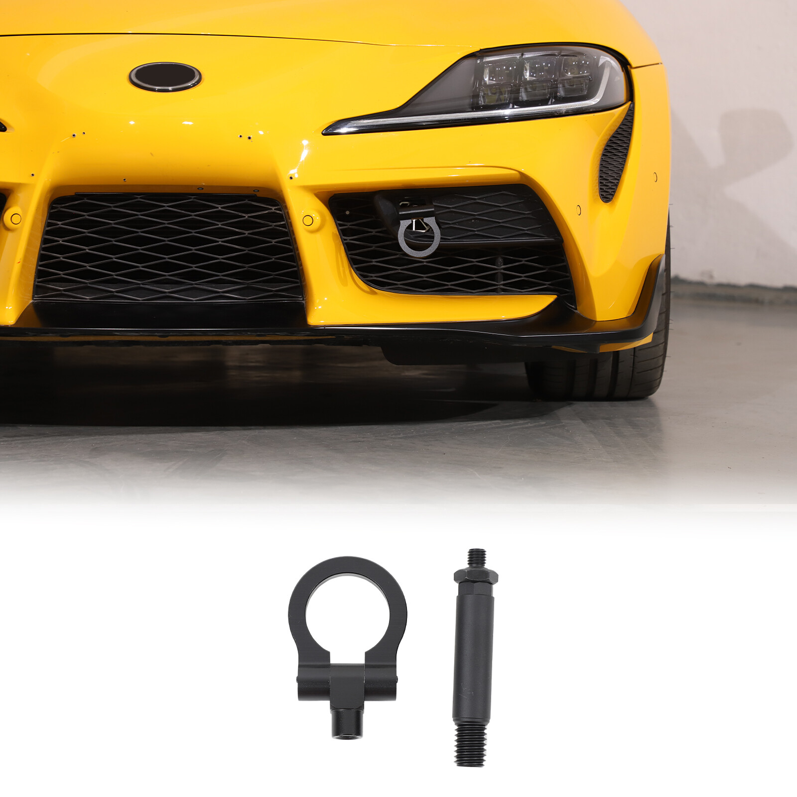 Black Front Bumper Trailer Tow Hook Ring for 2019+ Toyota Supra