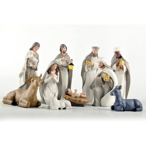 Set Of 10 Beige Nativity Home Ornament For Garden Indoor Outdoor. - Picture 8 of 10