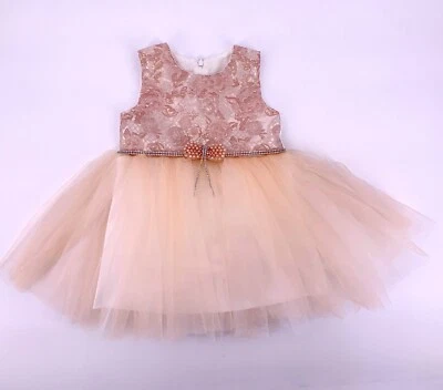 Mädchenkleid festlich mit Perlenschleife, Blumenkleid, Gr. 92, 98, 104, 110 - Bild 1 von 4