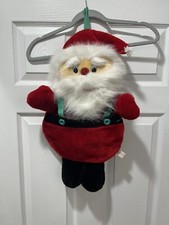 Vintage Santa Claus w/ Faux Fur Christmas Stocking 21” Long