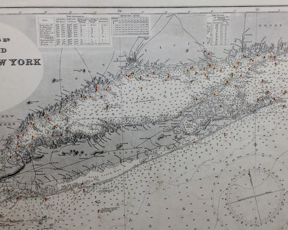 VINTAGE ADMIRALTY  CHART. No. 2480. APPROACHES to NEW YORK. 1896. - Image 4 of 4
