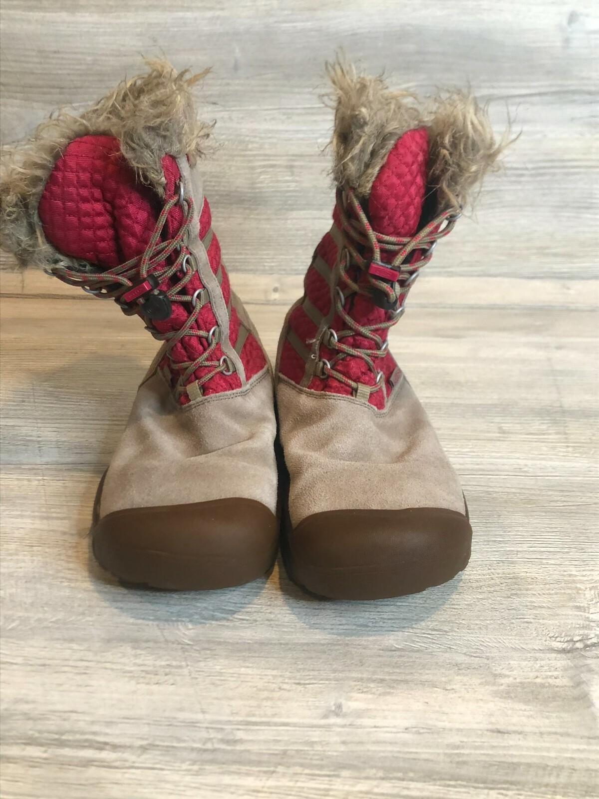 Stivali invernali alti Keen Wapato donna pelle scamosciata misura 6 bordo pelliccia sintetica