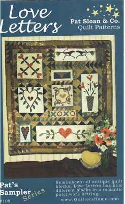 Love Letters Wall Quilt Pattern Hanging Antique Style Hearts Romantic Patchwork