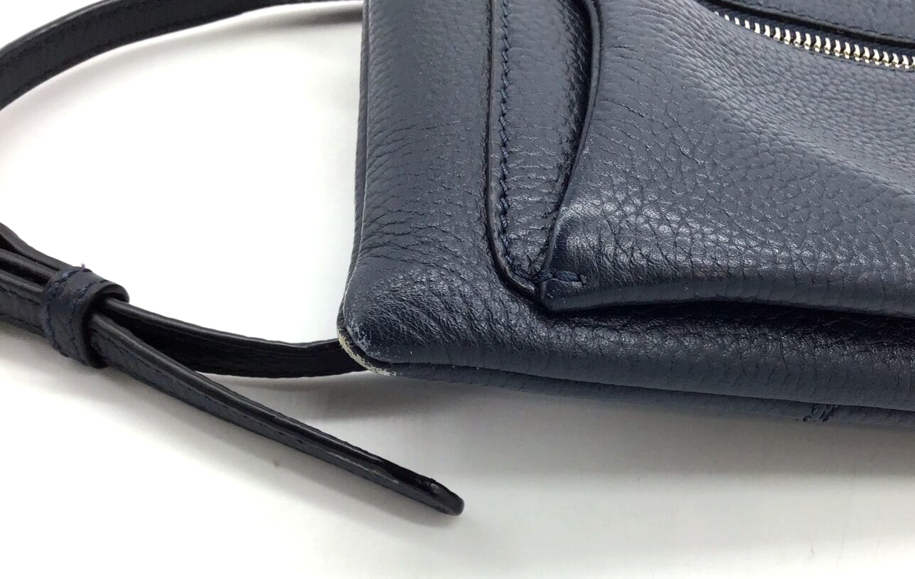 Osprey Navy Leather Cross Body Handbag 9.5" x 6.5" Preloved eBay