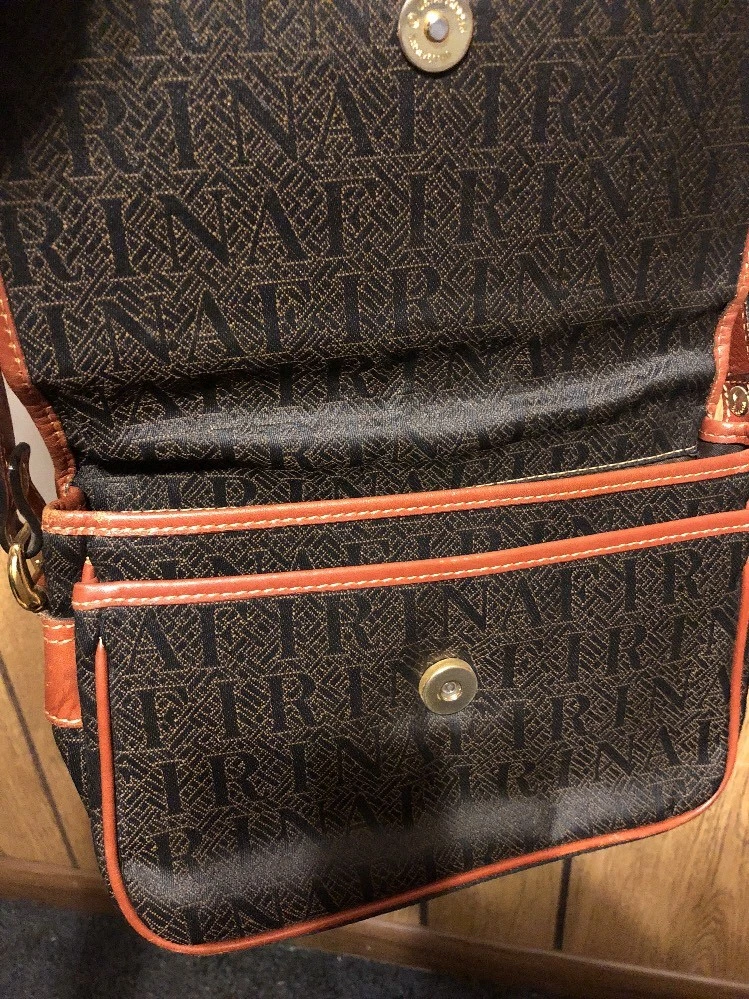 Vintage Firina Signature Fabric Leather Crossbody Purse Handbag