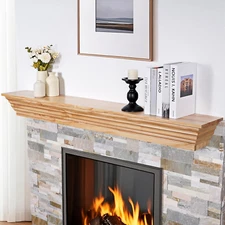 Wood Fireplace Mantel - 54 Inch Rustic Floating Mantel Shelf for Living Room, Wa