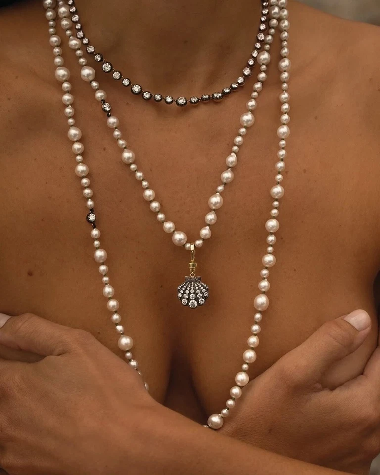 1.30ct Detachable Shell Lab Grown Diamond Ball & Chain 18k Gold Pendant Necklace - Image 2 of 4