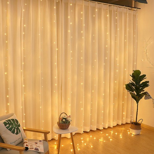 300 LED Curtain Fairy Lights String Indoor/Outdoor Backdrop Wedding Party White - Picture 12 of 14