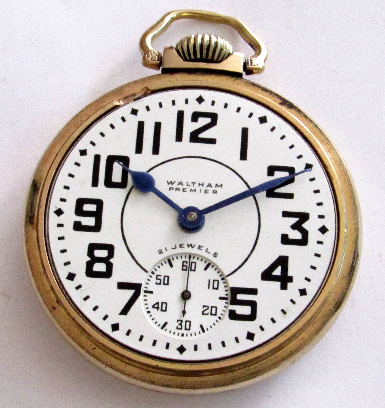 Vintage Waltham Premier Pocket Watch 16 size 21 jewel 10K RGP case RUNS