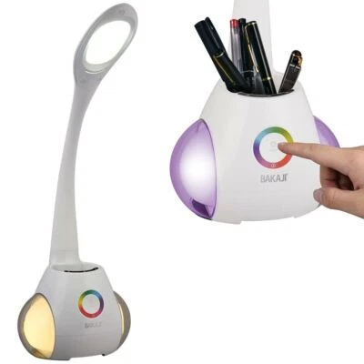 BAKAJI Lampada da Tavolo LED con Portapenne Controllo Touch con Luce Atmosfera RGB