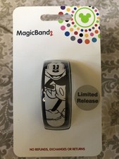 Disney Parks Mickey Mouse Millennial White Black Magic Band 2 Limited Rare